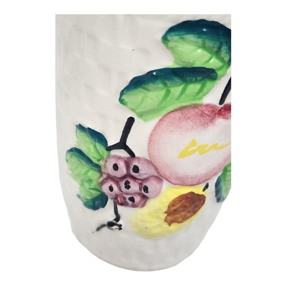 Vtg Basket Weave Pottery Cups Hand Painted Fruit Ceramic Cup Set (6) MCM Glasses - Picture 6 of 12